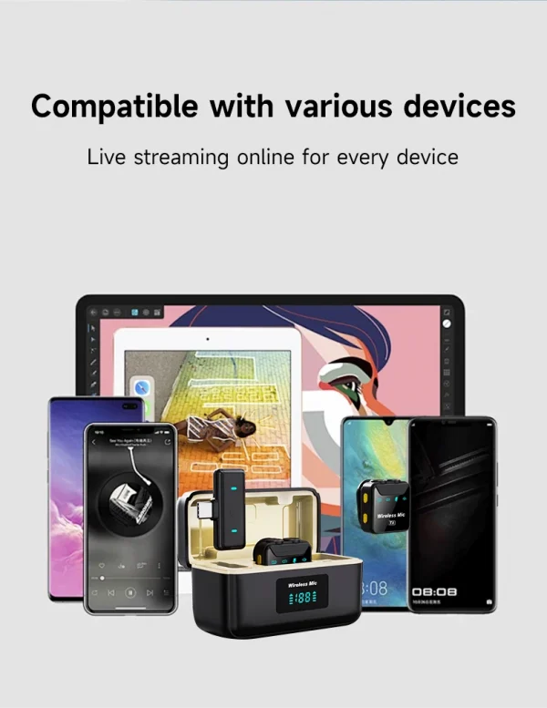 Professional SX23 2-to-2 Lavalier Lapel Microphone Type C Charging Case XLR Noise-Cancelling 2.4g Wireless Audio Video Recording