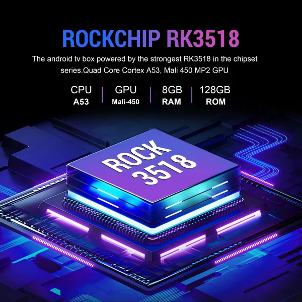 Mortal T1+ RK3518 Rockchip Smart TV Box BT5.4 Android 16.0  ROM 128GB RAM 8GB Wifi6 8K Voice Assistant Media Player TV Box