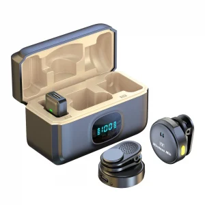 Lavalier Microphone 2.4GHz Wireless Microphone Magnetic Suction Microphone with Charging Case for Video Recording Plug and Play
