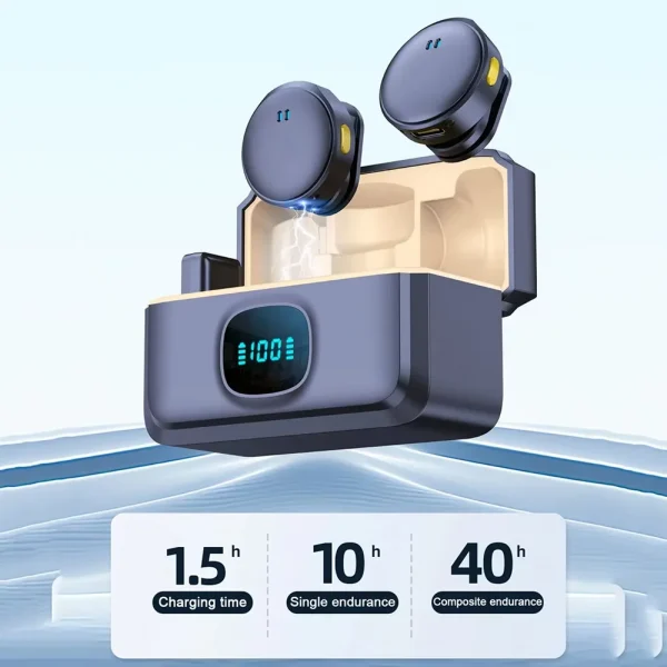 Lavalier Microphone 2.4GHz Wireless Microphone Magnetic Suction Microphone with Charging Case for Video Recording Plug and Play