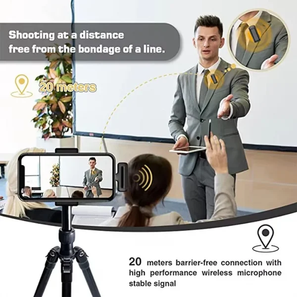 Roreta Wireless Lavalier Microphone Audio Video Recording Mini Mic Plug Play For Smartphone Android iPhone Live Broadcast