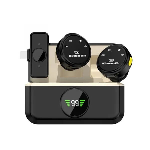 Lavalier Microphone 2.4GHz Wireless Microphone Magnetic Suction Microphone with Charging Case for Video Recording Plug and Play