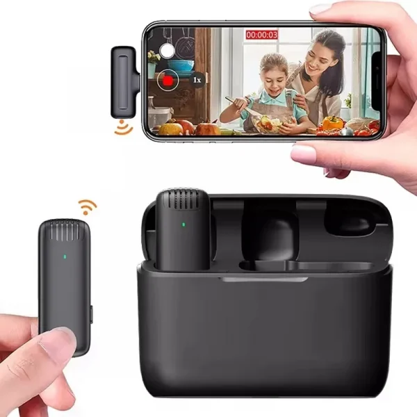 Roreta Wireless Lavalier Microphone Audio Video Recording Mini Mic Plug Play For Smartphone Android iPhone Live Broadcast
