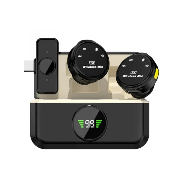 Lavalier Microphone 2.4GHz Wireless Microphone Magnetic Suction Microphone with Charging Case for Video Recording Plug and Play